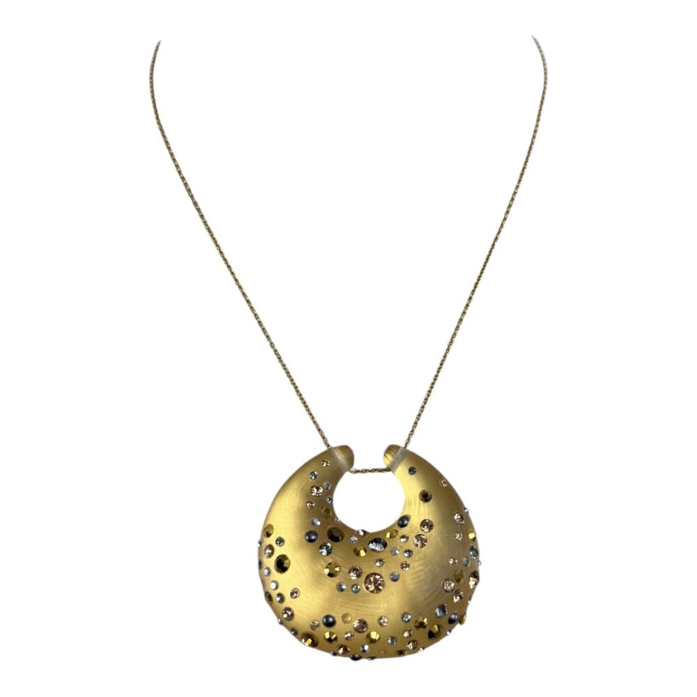 Alexis Bittar Large Crescent Resin and Rhinestone Necklace